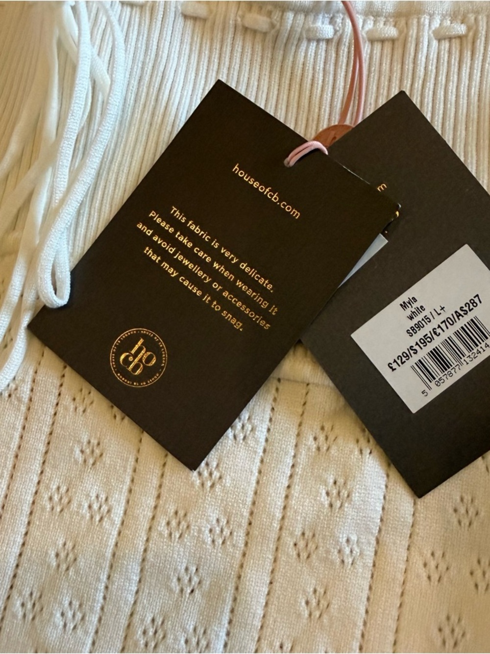 House of CB White Knit Dress with Eyelet Texture - Picture 6 of 8